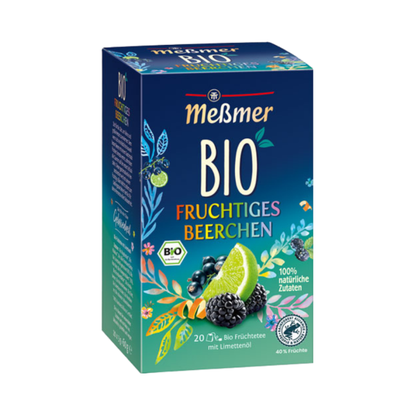 Meßmer Bio Fruchtiges Beerchen, Fruechtetee, Teebeutel im Kuvert, 2. Entnahmefach displaytauglich, 60g